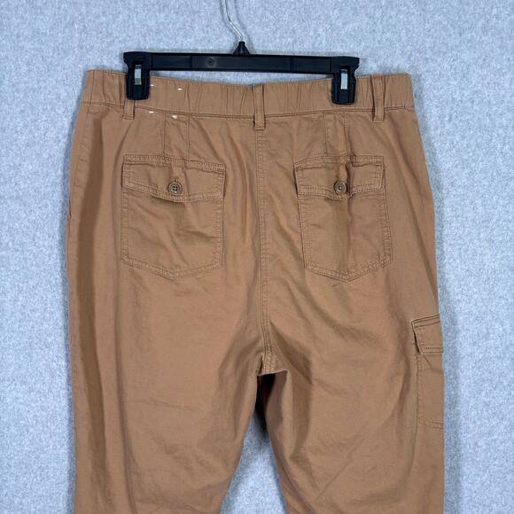 Talbots Cargo Pant 14P Khaki Linen Capri Super Soft Utility Wide Leg Baggy Crop - Picture 8 of 11